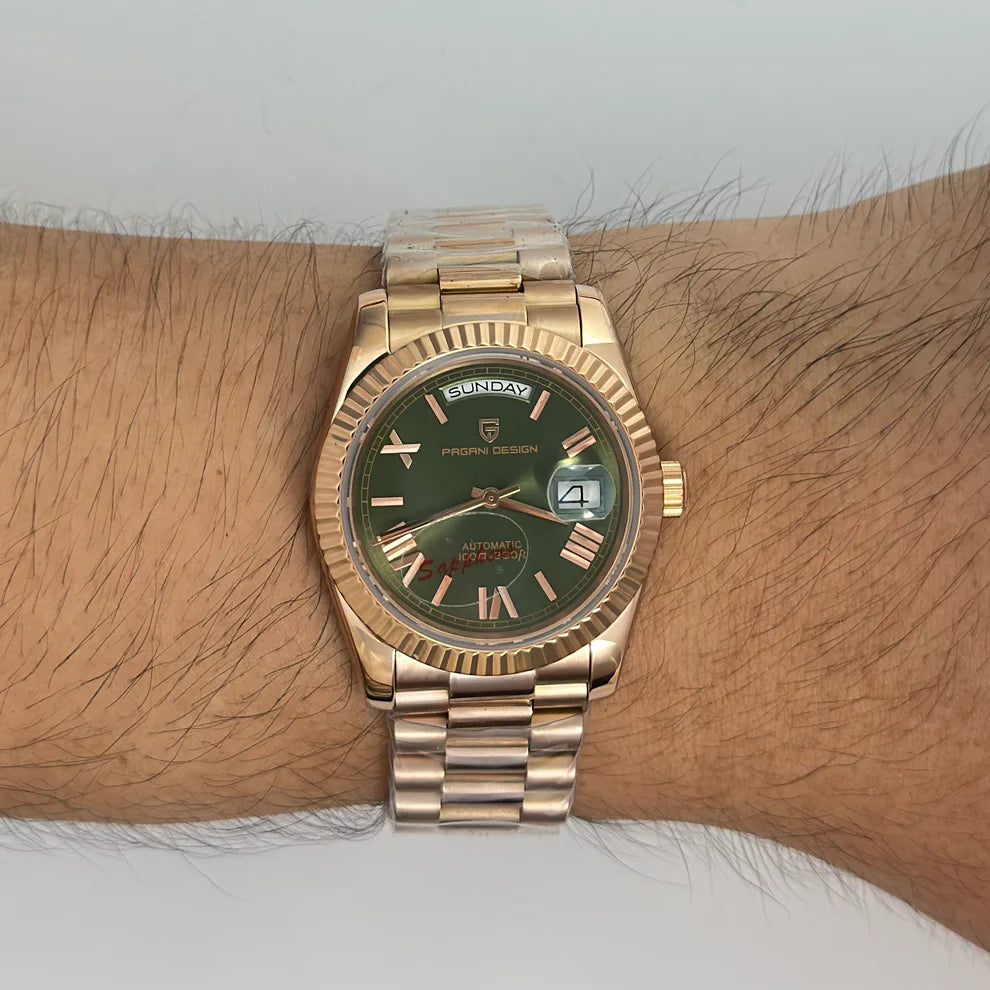 Reloj Automático PAGANI DESIGN Day-Date President Verde Oliva (PD1752)